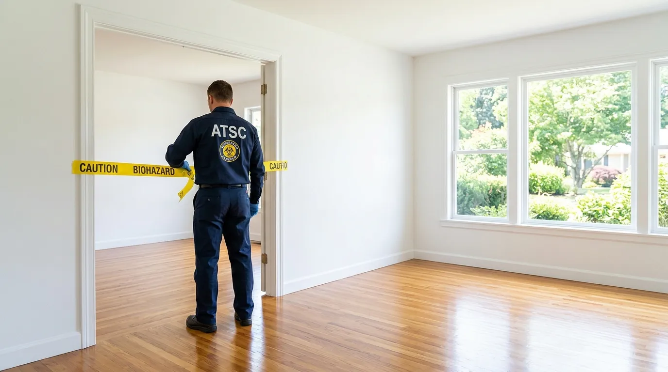 Certified biohazard cleanup crew performing Decomposition Cleanup in Camp Springs